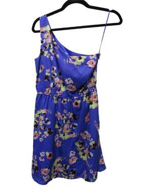 Mac + Jac Purple Floral One Shoulder Side Zip Dress Small